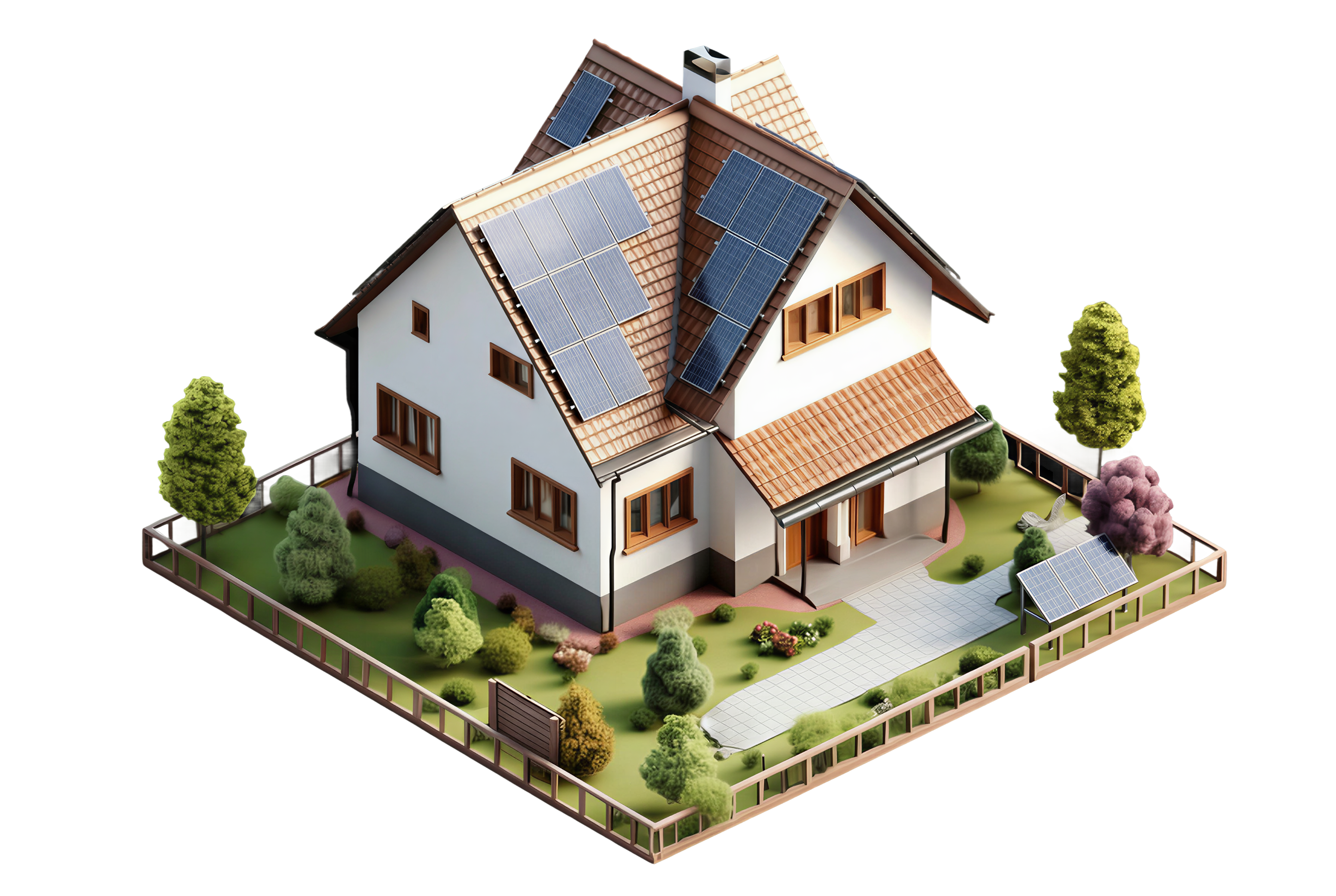 House with rooftop solar panels